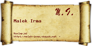 Malek Irma névjegykártya